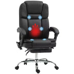 Chaise de bureau de massage Vinsetto avec chaleur, hauteur réglable et repose-pieds, chaise d'ordinateur confortable en cuir PU