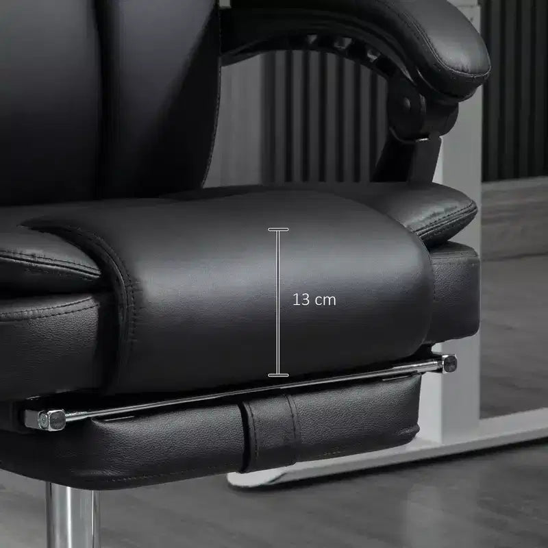 Chaise de bureau de massage Vinsetto avec chaleur, hauteur réglable et repose-pieds, chaise d'ordinateur confortable en cuir PU
