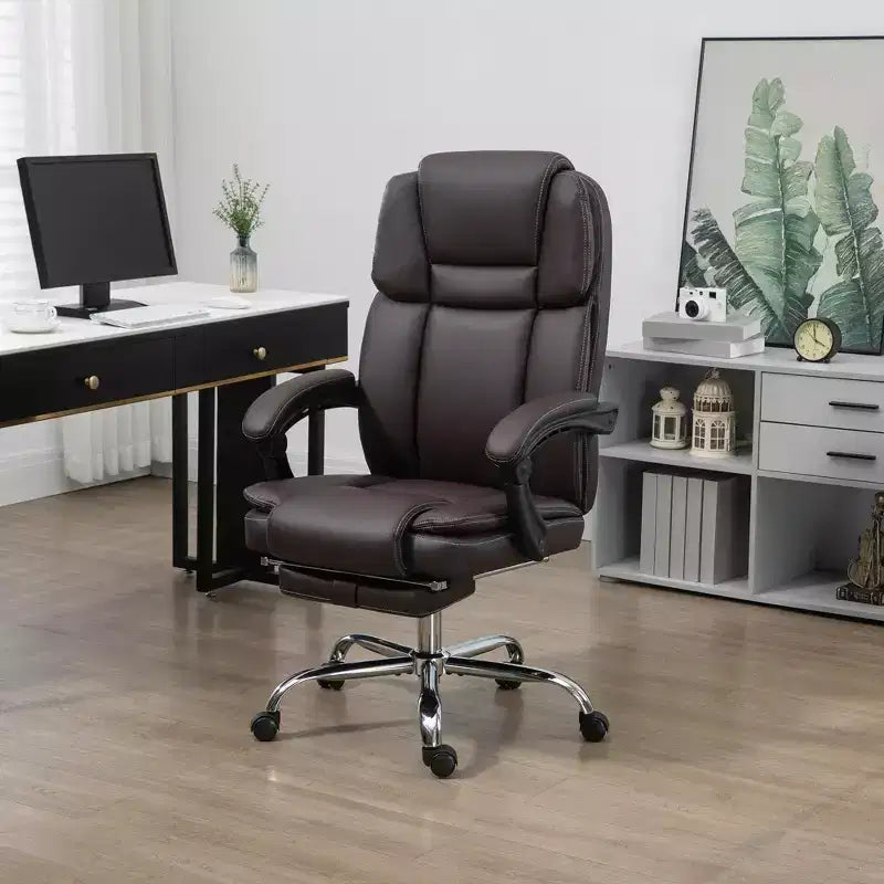 Chaise de bureau de massage Vinsetto avec chaleur, hauteur réglable et repose-pieds, chaise d'ordinateur confortable en cuir PU