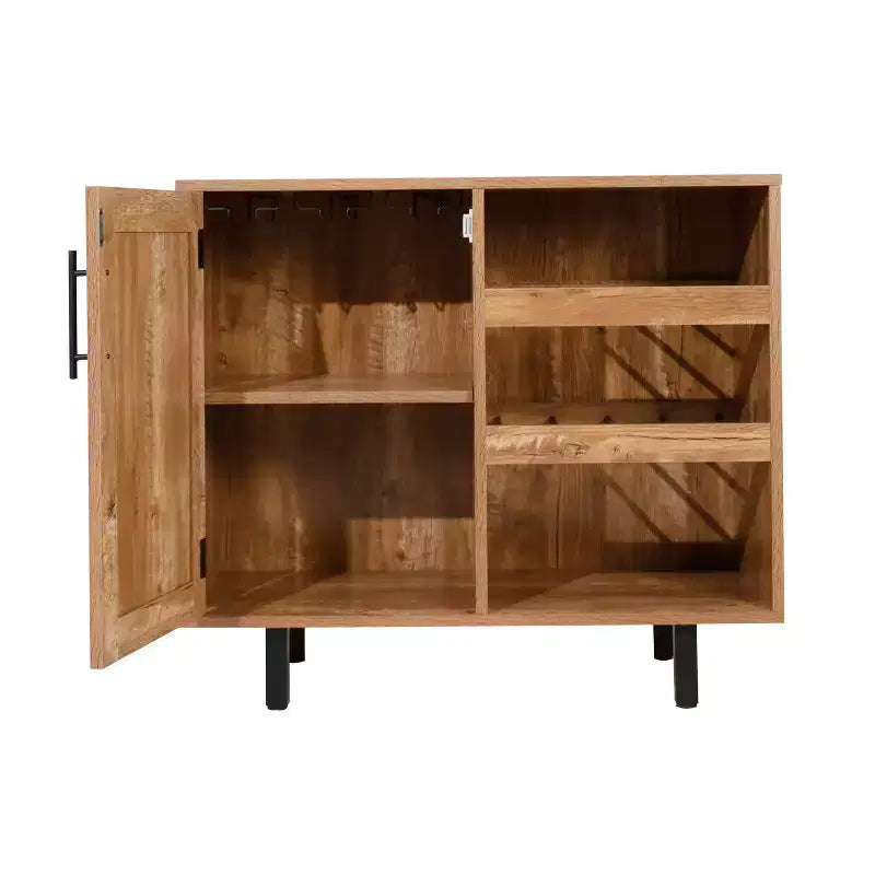 Merrick Lane Bar et buffet avec armoire de rangement, porte-verres suspendus et rangement pour bouteilles