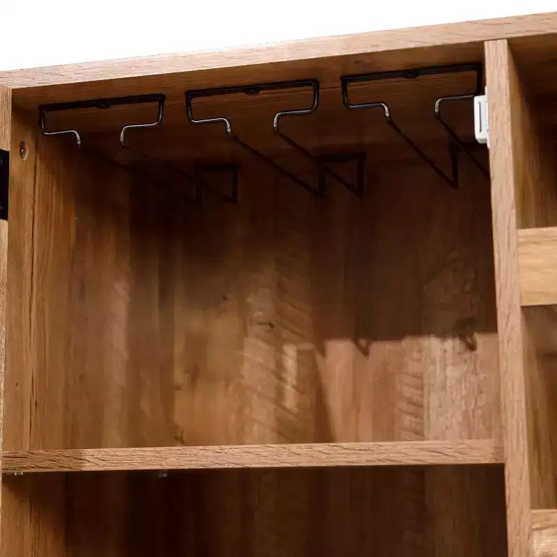 Merrick Lane Bar et buffet avec armoire de rangement, porte-verres suspendus et rangement pour bouteilles