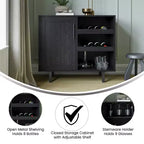 Merrick Lane Bar et buffet avec armoire de rangement, porte-verres suspendus et rangement pour bouteilles