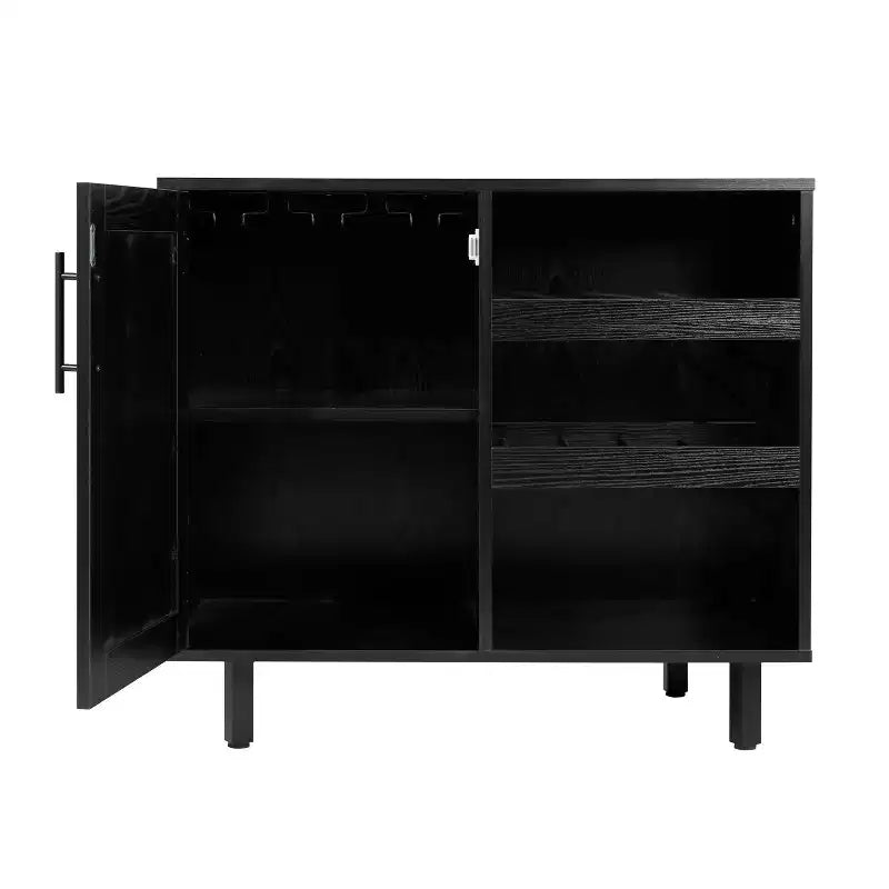 Merrick Lane Bar et buffet avec armoire de rangement, porte-verres suspendus et rangement pour bouteilles