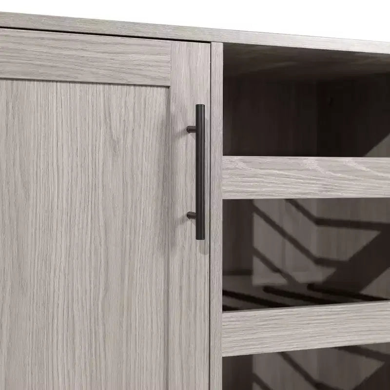Merrick Lane Bar et buffet avec armoire de rangement, porte-verres suspendus et rangement pour bouteilles