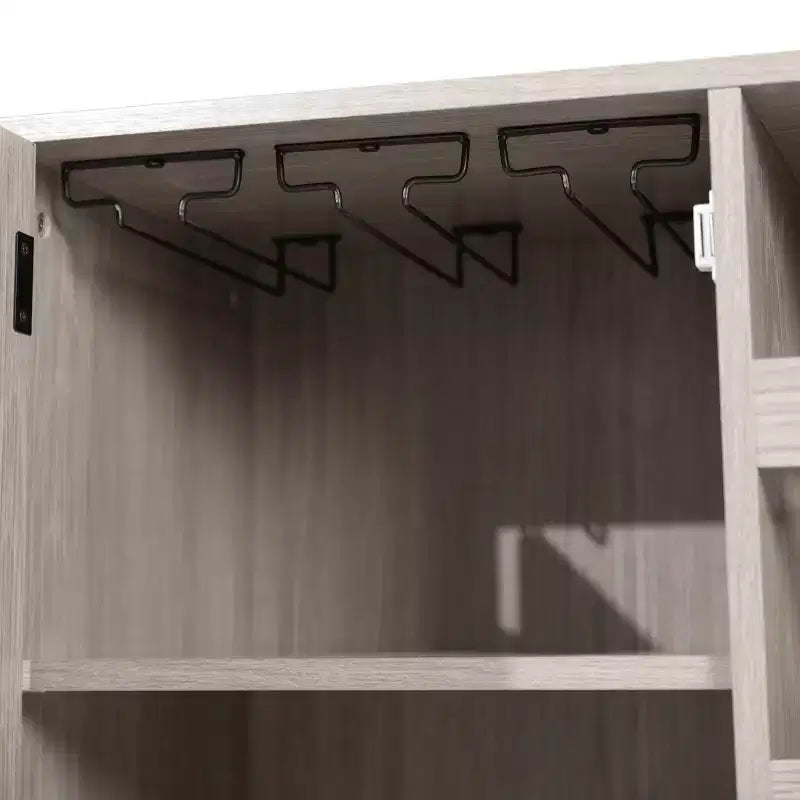 Merrick Lane Bar et buffet avec armoire de rangement, porte-verres suspendus et rangement pour bouteilles