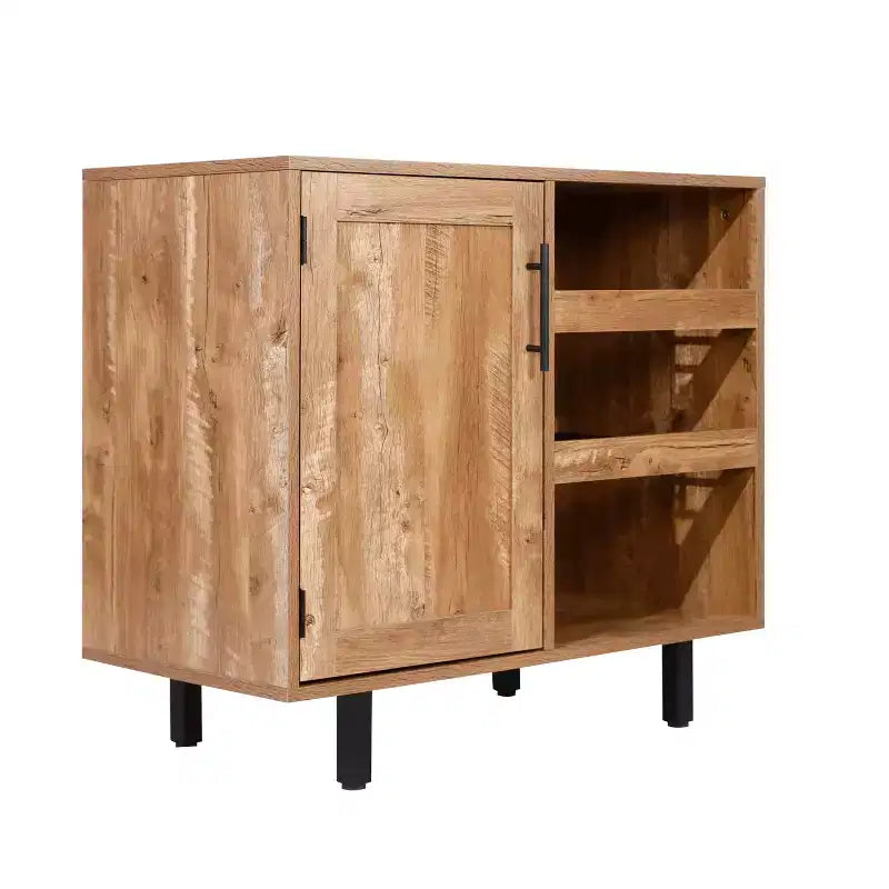 Merrick Lane Bar et buffet avec armoire de rangement, porte-verres suspendus et rangement pour bouteilles