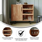 Merrick Lane Bar et buffet avec armoire de rangement, porte-verres suspendus et rangement pour bouteilles