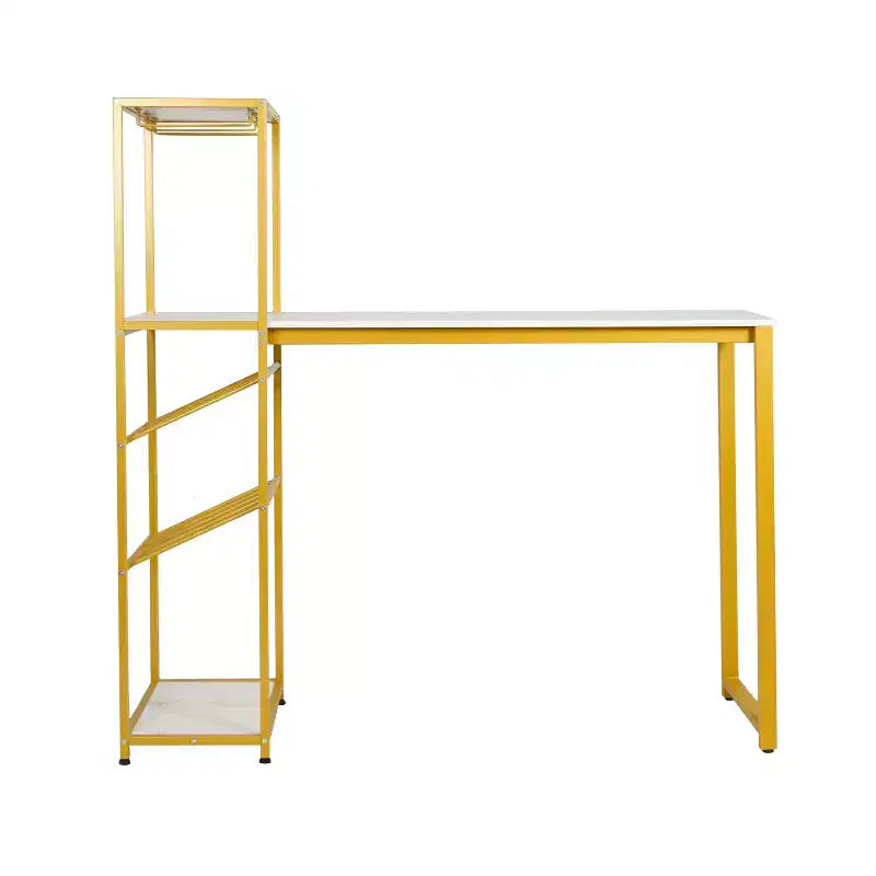 Table de bar et de vin en métal Merrick Lane avec rangement pour bouteilles et porte-verres suspendus