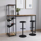 Table de bar et de vin en métal Merrick Lane avec rangement pour bouteilles et porte-verres suspendus