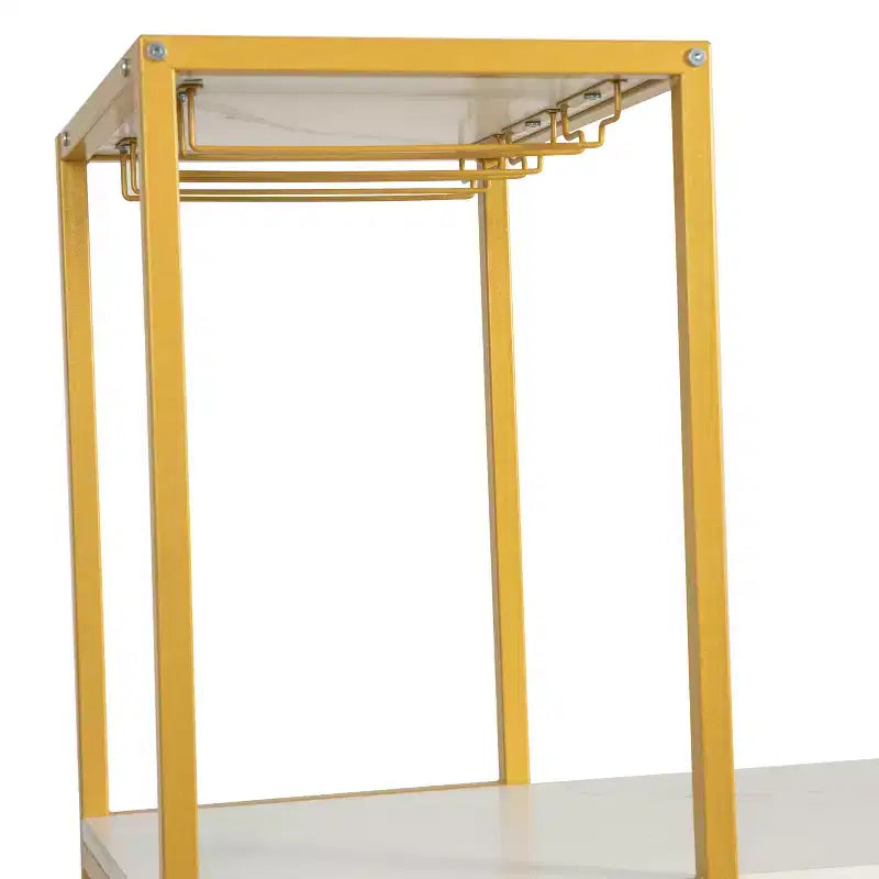 Table de bar et de vin en métal Merrick Lane avec rangement pour bouteilles et porte-verres suspendus