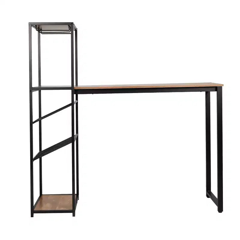 Table de bar et de vin en métal Merrick Lane avec rangement pour bouteilles et porte-verres suspendus