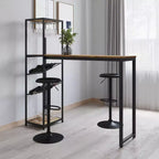 Table de bar et de vin en métal Merrick Lane avec rangement pour bouteilles et porte-verres suspendus
