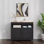 Buffet et vaisselier Emma et Oliver de 102 cm avec étagère de rangement ouverte et meuble de rangement à double porte
