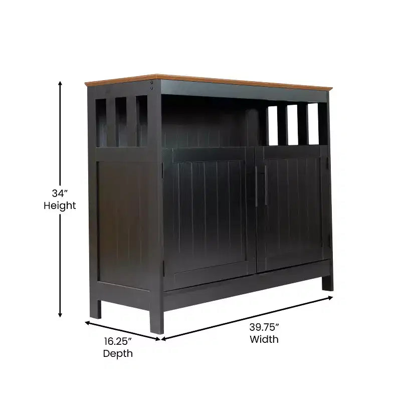 Buffet et vaisselier Emma et Oliver de 102 cm avec étagère de rangement ouverte et meuble de rangement à double porte