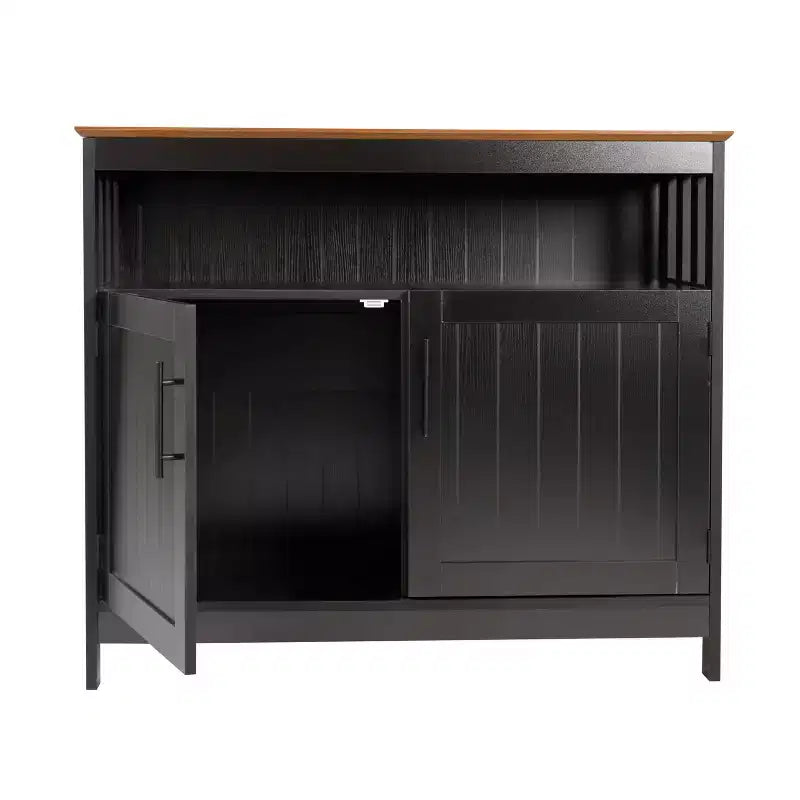 Buffet et vaisselier Emma et Oliver de 102 cm avec étagère de rangement ouverte et meuble de rangement à double porte
