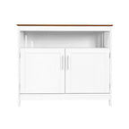 Buffet et vaisselier Emma et Oliver de 102 cm avec étagère de rangement ouverte et meuble de rangement à double porte