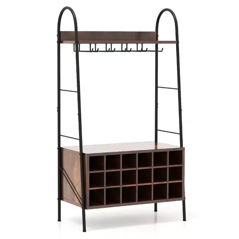 Meuble de rangement industriel pour bouteilles et verres à pied avec étagères ouvertes Costway