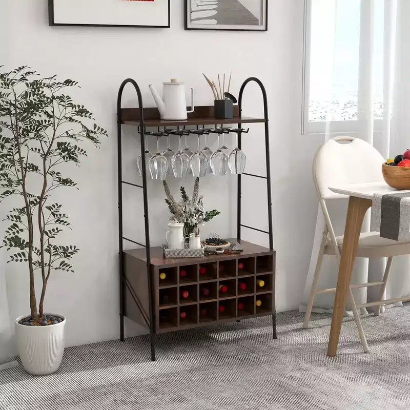 Meuble de rangement industriel pour bouteilles et verres à pied avec étagères ouvertes Costway