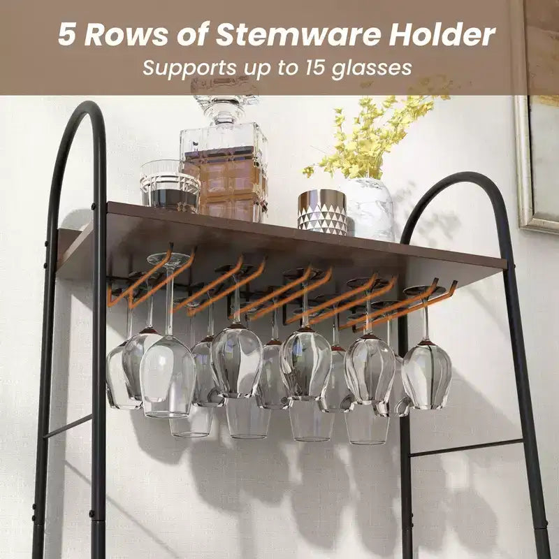 Meuble de rangement industriel pour bouteilles et verres à pied avec étagères ouvertes Costway