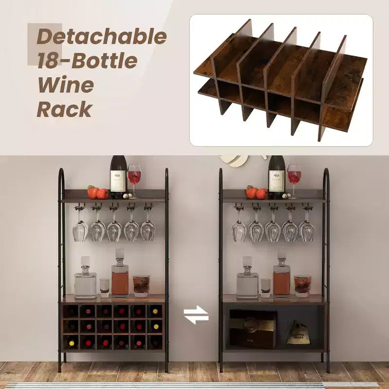Meuble de rangement industriel pour bouteilles et verres à pied avec étagères ouvertes Costway