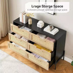 Commode en rotin Whizmax, commode haute à 6 tiroirs pour chambre à coucher, unités de rangement pour placard, salon, couloir, entrée