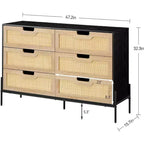 Commode en rotin Whizmax, commode haute à 6 tiroirs pour chambre à coucher, unités de rangement pour placard, salon, couloir, entrée
