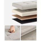 SONGMICS Banc de rangement ottoman pliant Repose-pieds avec 2 boîtes de rangement supplémentaires Supporte jusqu'à 300 kg