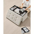 SONGMICS Banc de rangement ottoman pliant Repose-pieds avec 2 boîtes de rangement supplémentaires Supporte jusqu'à 300 kg