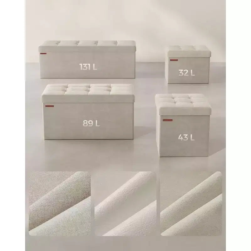 SONGMICS Banc de rangement ottoman pliant Repose-pieds avec 2 boîtes de rangement supplémentaires Supporte jusqu'à 300 kg