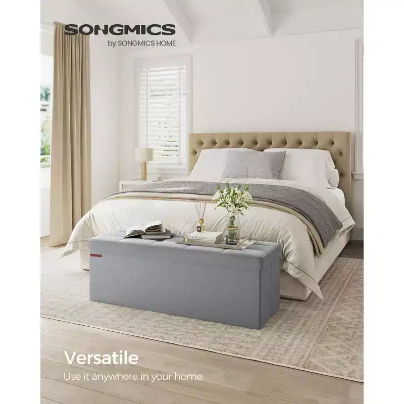 SONGMICS Banc de rangement ottoman pliant Repose-pieds avec 2 boîtes de rangement supplémentaires Supporte jusqu'à 300 kg