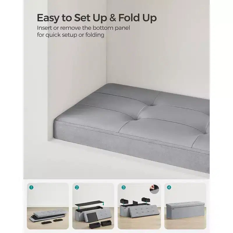 SONGMICS Banc de rangement ottoman pliant Repose-pieds avec 2 boîtes de rangement supplémentaires Supporte jusqu'à 300 kg