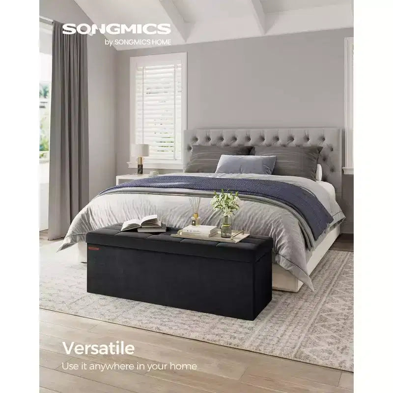 SONGMICS Banc de rangement ottoman pliant Repose-pieds avec 2 boîtes de rangement supplémentaires Supporte jusqu'à 300 kg