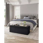 SONGMICS Banc de rangement ottoman pliant Repose-pieds avec 2 boîtes de rangement supplémentaires Supporte jusqu'à 300 kg