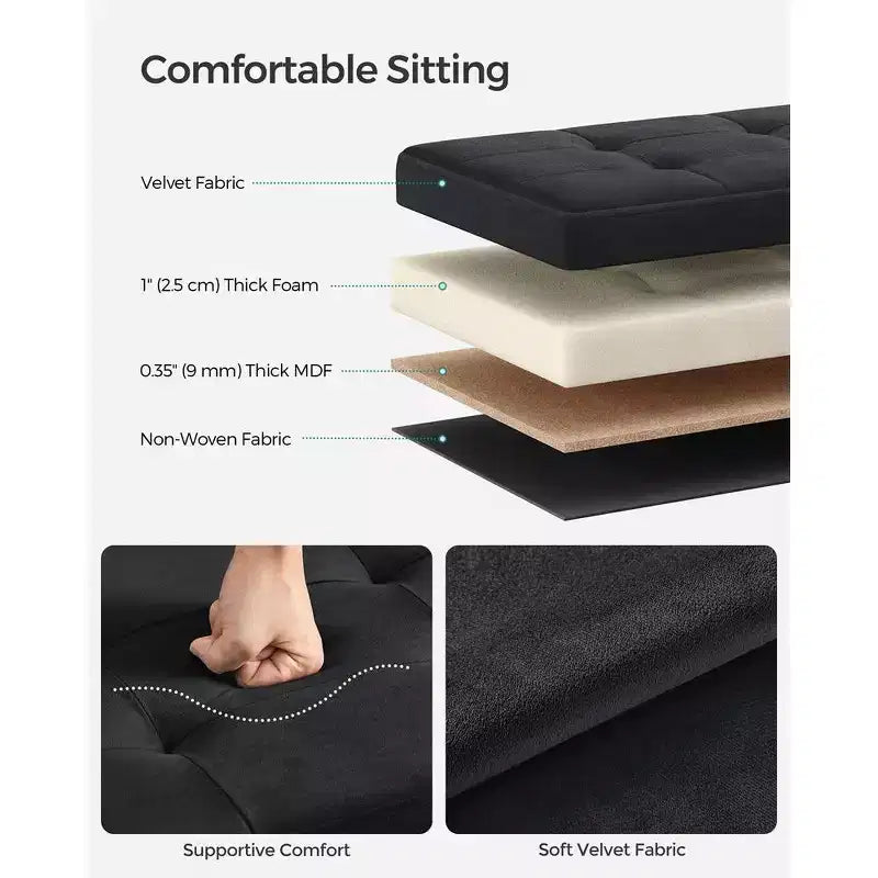 SONGMICS Banc de rangement ottoman pliant Repose-pieds avec 2 boîtes de rangement supplémentaires Supporte jusqu'à 300 kg