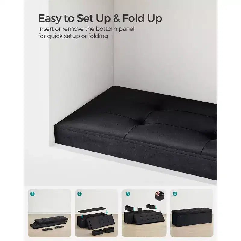 SONGMICS Banc de rangement ottoman pliant Repose-pieds avec 2 boîtes de rangement supplémentaires Supporte jusqu'à 300 kg