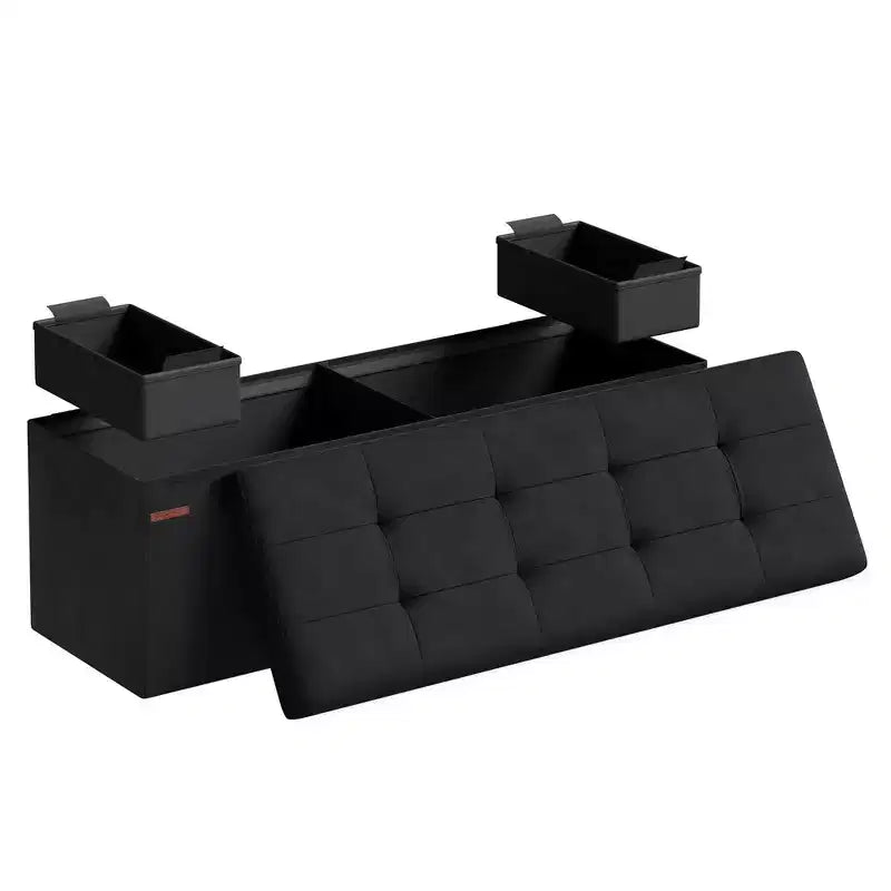 SONGMICS Banc de rangement ottoman pliant Repose-pieds avec 2 boîtes de rangement supplémentaires Supporte jusqu'à 300 kg
