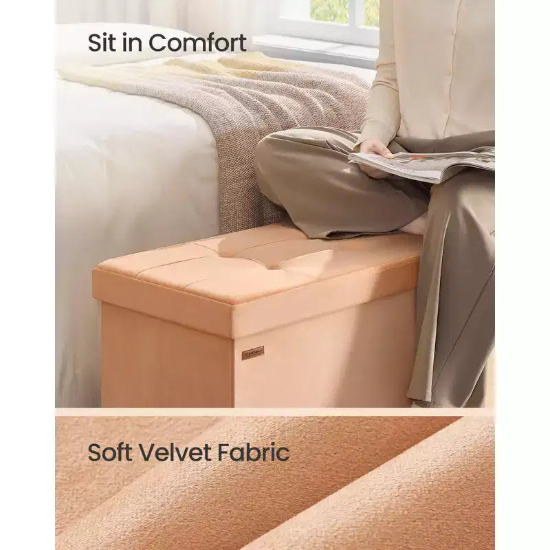 SONGMICS Banc de rangement ottoman pliant Repose-pieds avec 2 boîtes de rangement supplémentaires Supporte jusqu'à 300 kg