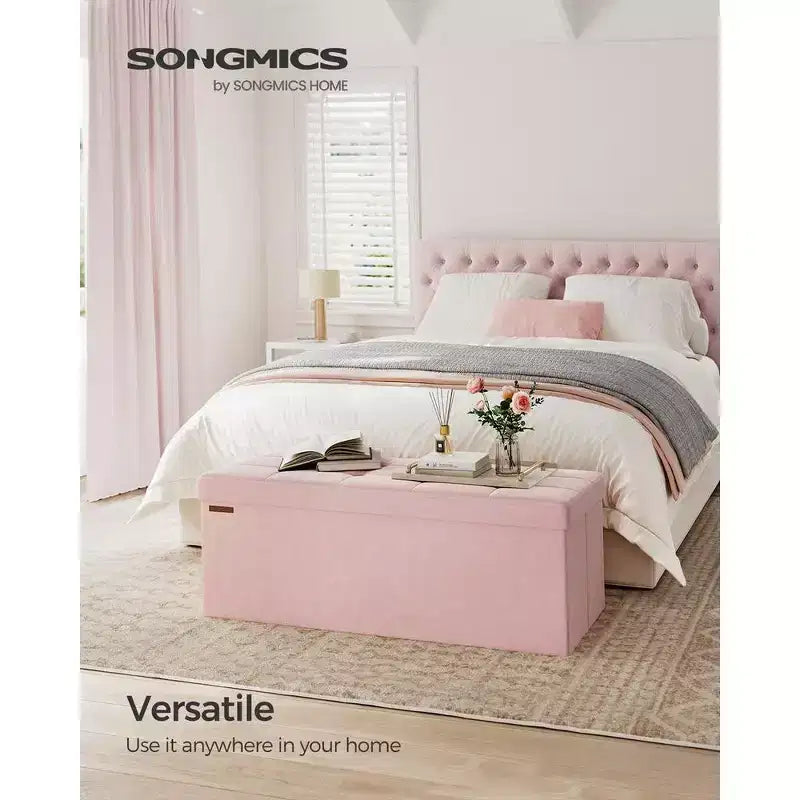 SONGMICS Banc de rangement ottoman pliant Repose-pieds avec 2 boîtes de rangement supplémentaires Supporte jusqu'à 300 kg