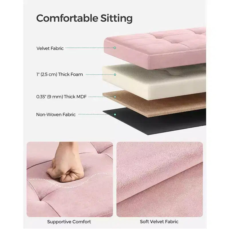 SONGMICS Banc de rangement ottoman pliant Repose-pieds avec 2 boîtes de rangement supplémentaires Supporte jusqu'à 300 kg