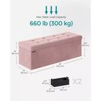SONGMICS Banc de rangement ottoman pliant Repose-pieds avec 2 boîtes de rangement supplémentaires Supporte jusqu'à 300 kg