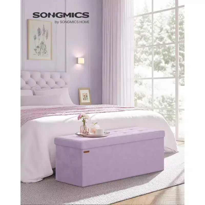 SONGMICS Banc de rangement ottoman pliant Repose-pieds avec 2 boîtes de rangement supplémentaires Supporte jusqu'à 300 kg