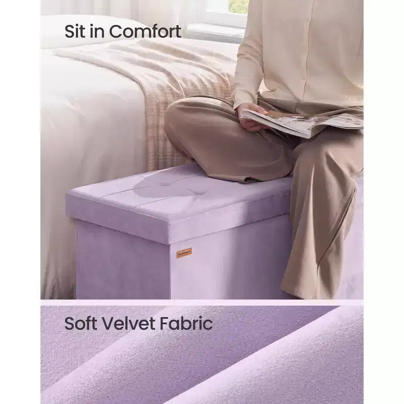 SONGMICS Banc de rangement ottoman pliant Repose-pieds avec 2 boîtes de rangement supplémentaires Supporte jusqu'à 300 kg