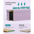 SONGMICS Banc de rangement ottoman pliant Repose-pieds avec 2 boîtes de rangement supplémentaires Supporte jusqu'à 300 kg