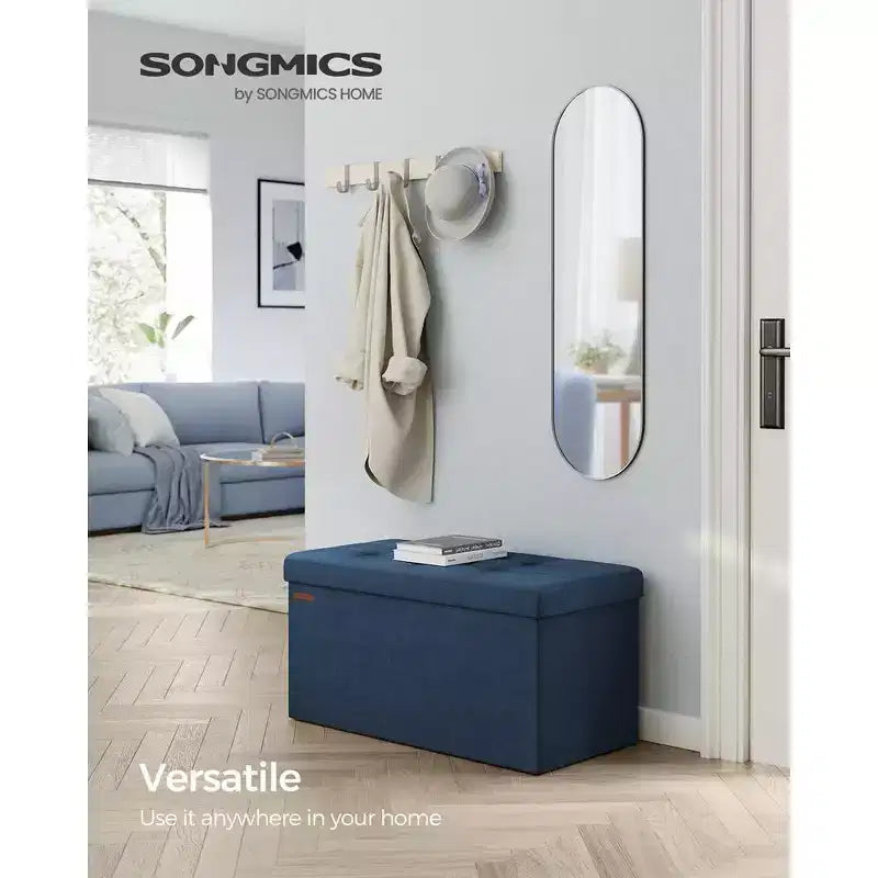 SONGMICS Banc de rangement ottoman pliant Repose-pieds avec 2 boîtes de rangement supplémentaires Supporte jusqu'à 300 kg