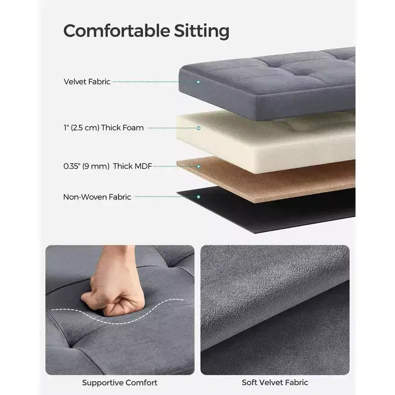 SONGMICS Banc de rangement ottoman pliant Repose-pieds avec 2 boîtes de rangement supplémentaires Supporte jusqu'à 300 kg