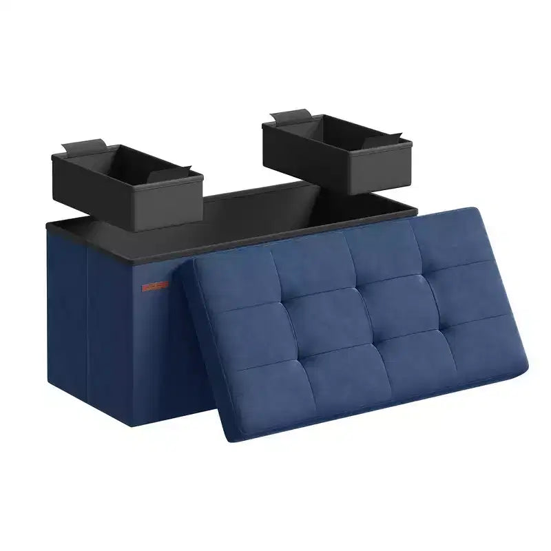 SONGMICS Banc de rangement ottoman pliant Repose-pieds avec 2 boîtes de rangement supplémentaires Supporte jusqu'à 300 kg