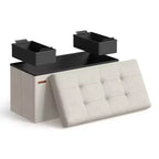 SONGMICS Banc de rangement ottoman pliant Repose-pieds avec 2 boîtes de rangement supplémentaires Supporte jusqu'à 300 kg