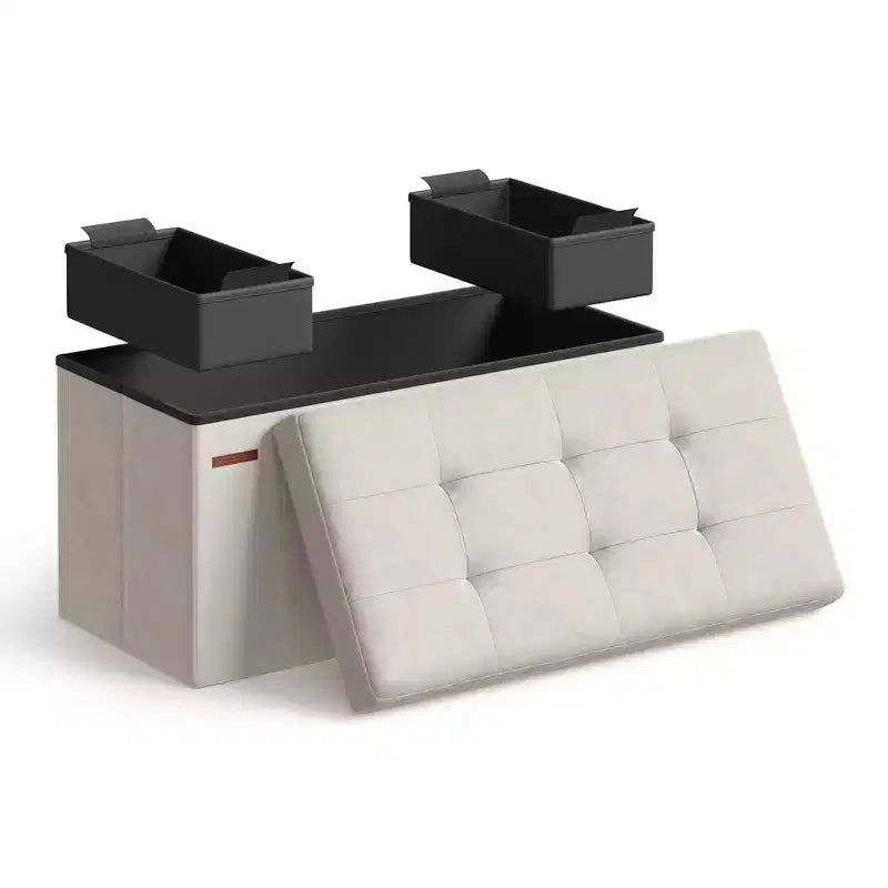 SONGMICS Banc de rangement ottoman pliant Repose-pieds avec 2 boîtes de rangement supplémentaires Supporte jusqu'à 300 kg