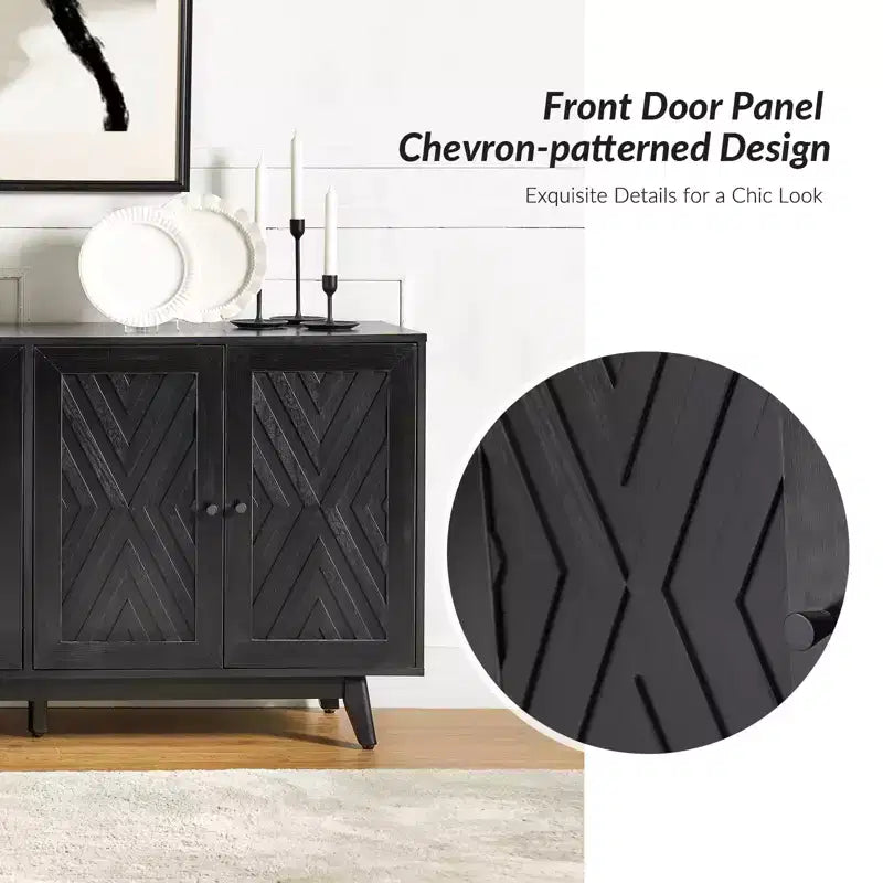 Buffet Adolf de 57 po de largeur, motif chevrons, avec étagères réglables | HULALA HOME