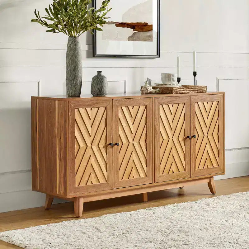 Buffet Adolf de 57 po de largeur, motif chevrons, avec étagères réglables | HULALA HOME